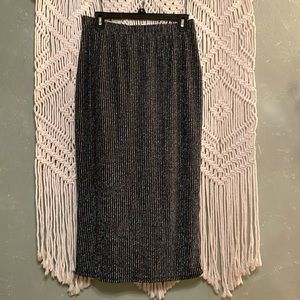 Black and Sliver Midi Skirt